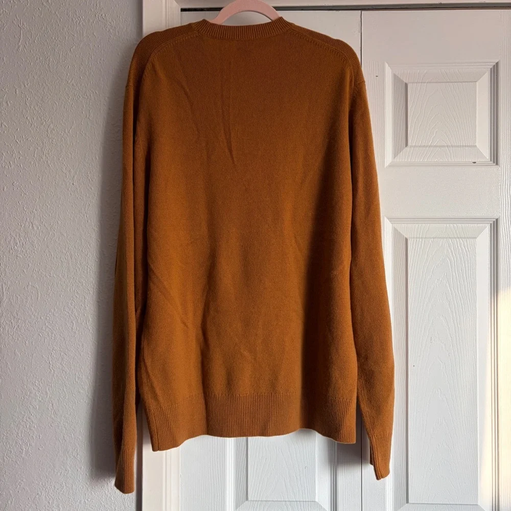 TSE 100% Pure Cashmere V-Neck Sweater in Golden Orange Yellow
